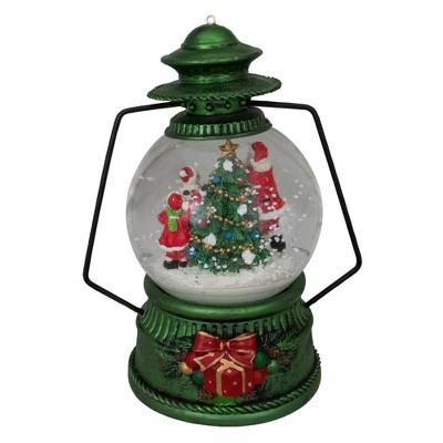 8" Green Lantern Snow Globe with Santa Claus and Kids