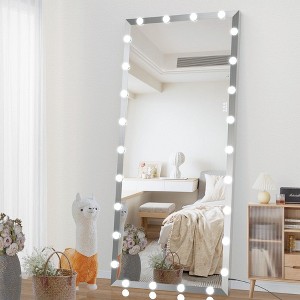 PAGED Rectangle Full Length Mirror,Leaning Floor Full Body Mirror with Lights,Suitable for Dressing Room,Cloakroom - 1 of 4