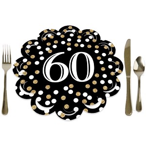 Big Dot of Happiness Adult 60th Birthday - Gold - Birthday Party Round Table Decorations - Paper Chargers - Place Setting For 12 - 1 of 4