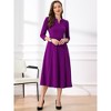 INSPIRE CHIC Women's Elegant Split Neck Side Zipper Pockets 3/4 Sleeve Work A-Line Dress - 2 of 4