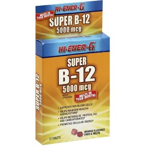 Hi-Ener G Super B12 5000 mcg Fast-Dissolve Orange Tablets for Energy, Metabolism & Nerve Support, 30 Count - 1 of 4