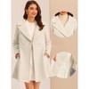 Allegra K Women's Elegant Notched Collar Single Belted Winter Long Coat - 2 of 4