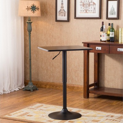 Sleek Transitional Black Wood and Metal Adjustable Counter Height Bar Table