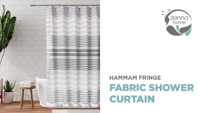 Zenna Home Grey Striped Polyester Shower Curtain with Fringe