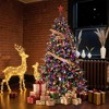 9 FT Snow Flocked Christmas Tree with 800 Warm Lights-8 Modes, Prelit Christmas Trees with Pine Cone & Gloves, Metal Folding Stand - 2 of 4
