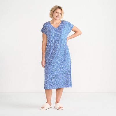 Lands' End Women's Short Sleeve Cooling Midi Nightgown