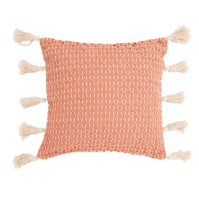C&F Home 17" x 17" Peony Textured Diamond Woven Accent Throw Pillow w/ Tassels