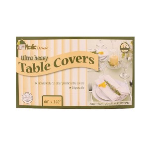 Posh Setting 66 x 140 Clear Ultra Heavy Duty Pre-cut Disposable Plastic Tablecloths - 12 count - 1 of 1