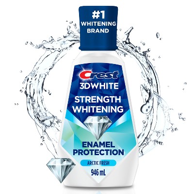 Crest 3D White Strength Whitening Mouthwash - Alcohol Free - Contains Fluoride - Arctic Fresh - 946ml