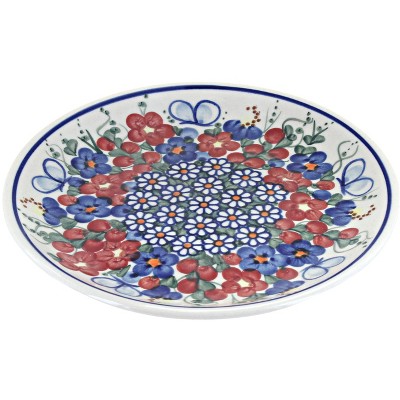 Blue Rose Polish Pottery Garden Butterfly Small Dessert Plate