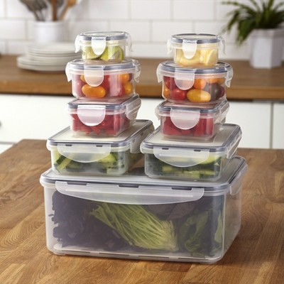 Lakeside Stackable Lunch Containers - Leftover Food Storage with Locking Lids - Set of 9