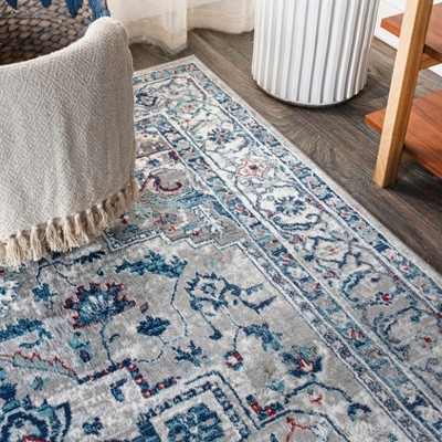 Modern Reversible Gray Synthetic 8' x 10' Easy-Care Area Rug