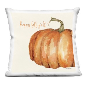Stupell Industries Happy Fall Y'all Autumn Pumpkin Seasonal Design Indoor Decorative Throw Pillow, 18 x 18 - 1 of 3