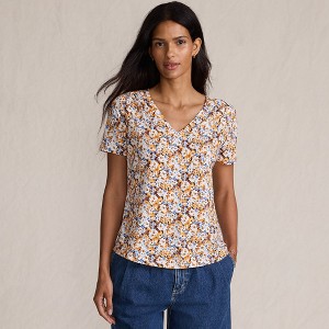 Lands' End Women's Short Sleeve Lightweight Jersey Gathered Shoulder T-Shirt - 1 of 4