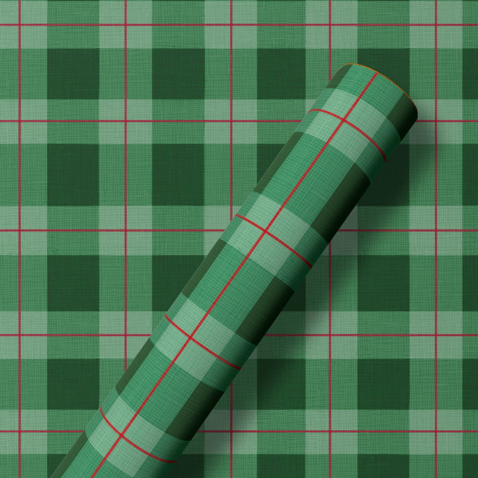 96"x30" Christmas Wrapping Paper Green Plaid
