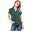 INSPIRE CHIC Women's Classic Short Sleeve Button Down Plaid Shirt - 3 of 4