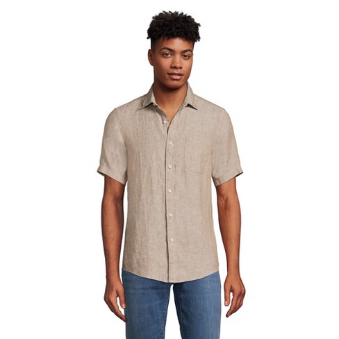 Lands' End Men's Traditional Fit Short Sleeve Linen Shirt - Medium ...