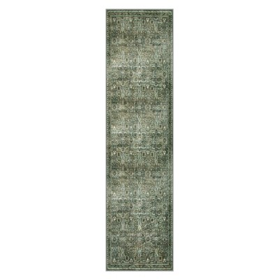 Lahome Vintage Full Coverage Floral Border Short Pile Velvet Rectangular Indoor Area Rug