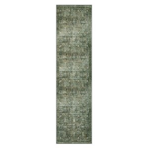 Lahome Vintage Full Coverage Floral Border Short Pile Velvet Rectangular Indoor Area Rug - 1 of 4