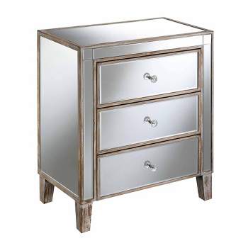 Gold Coast 3 Drawer Large Mirrored End Table - Breighton Home