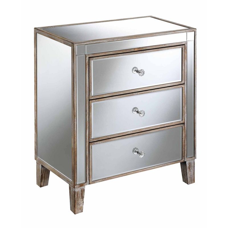 Gold Coast 3 Drawer Large Mirrored End Table - Breighton Home, 1 of 8