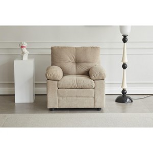 Hybition Upholstered  Sofa Modern Linen Fabric Chair Loveseat with Velcro Armrest for Living Room - 1 of 4