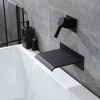 SUMERAIN Wall Mount Bathtub Faucet Matte Black Waterfall Tub Filler High Flow, with Rough-in Valve - 3 of 4