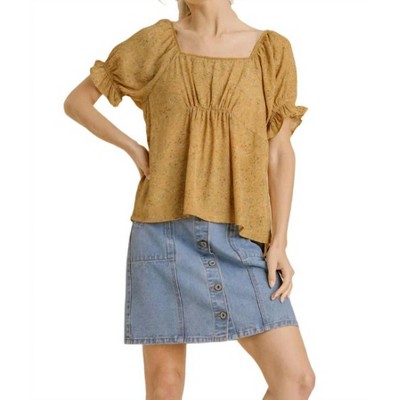 Women's Square Neck Floral Babydoll Top - umgee