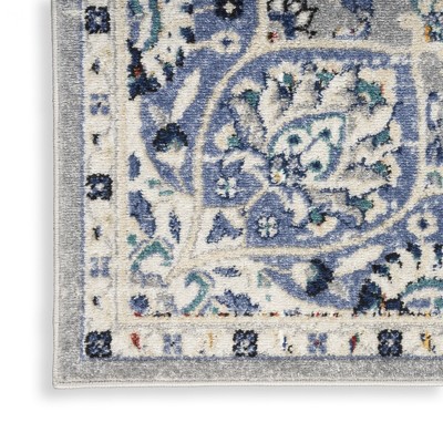 Vintage Floral Medallion Grey/Multi Synthetic Area Rug