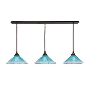 Toltec Lighting Stem 3 - Light Chandelier in  Dark Granite with 16" Teal Crystal Shade - 1 of 1