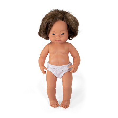 Miniland Educational Anatomically Correct 15" Baby Doll, Down Syndrome Girl, Brown Hair