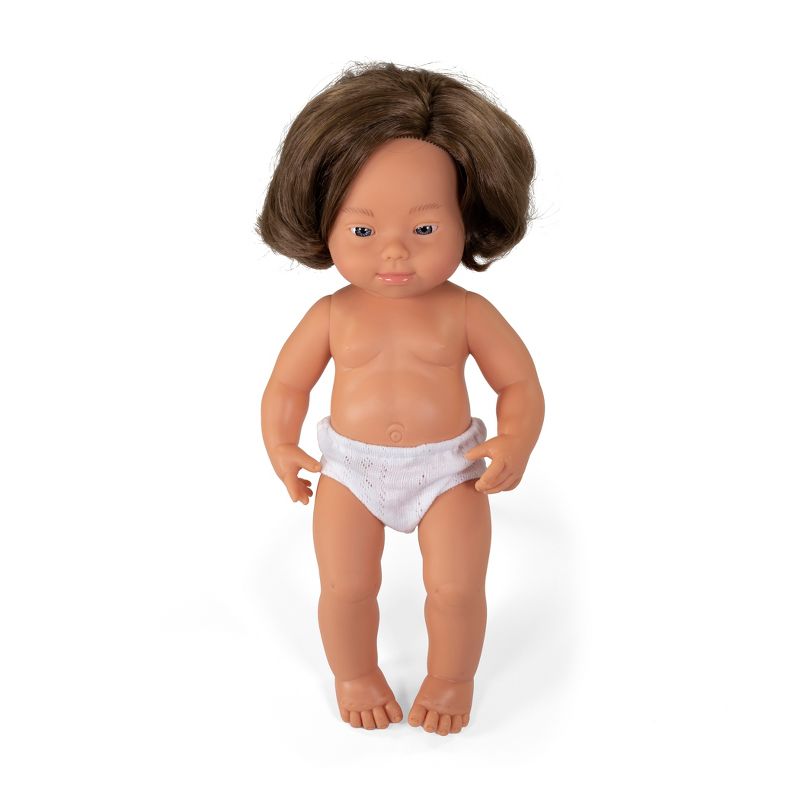 Miniland Educational Anatomically Correct 15" Baby Doll, Down Syndrome Girl, Brown Hair, 1 of 4