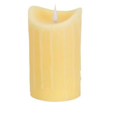 Melrose 5.25" Prelit LED Simplux Dripping Wax Flameless Pillar Candle with Moving Flame - Ivory