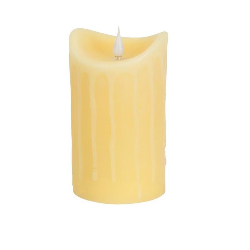 Melrose 5.25" LED Simplux Dripping Wax Flameless Pillar Candle with Moving Flame - Off-White, 1 of 3