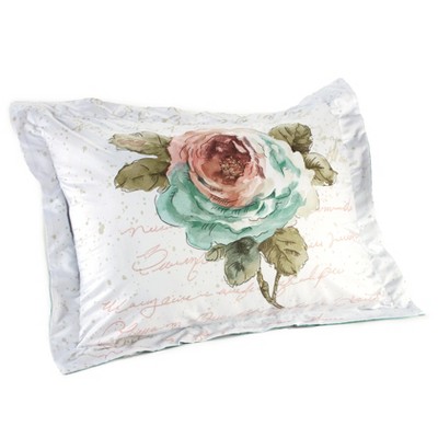 Lakeside Rose Garden Sham - Decorative Pillow Case with Farmhouse Watercolor Style