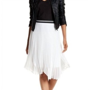 Women's Sheer Uneven Hem Pleated Midi Skirt - Harlowe & Graham - 1 of 4
