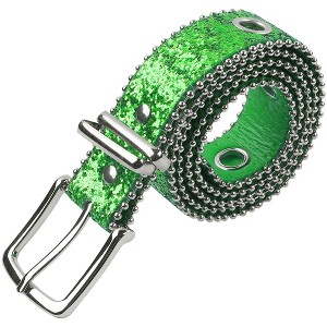 INSPIRE CHIC Women's Hollow Eyelet Sequin Decoration Versatile No-Punch Pin Buckle Belt - 1 of 4