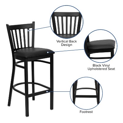 Hercules Series Chic Black Metal Barstool with Vinyl Seat