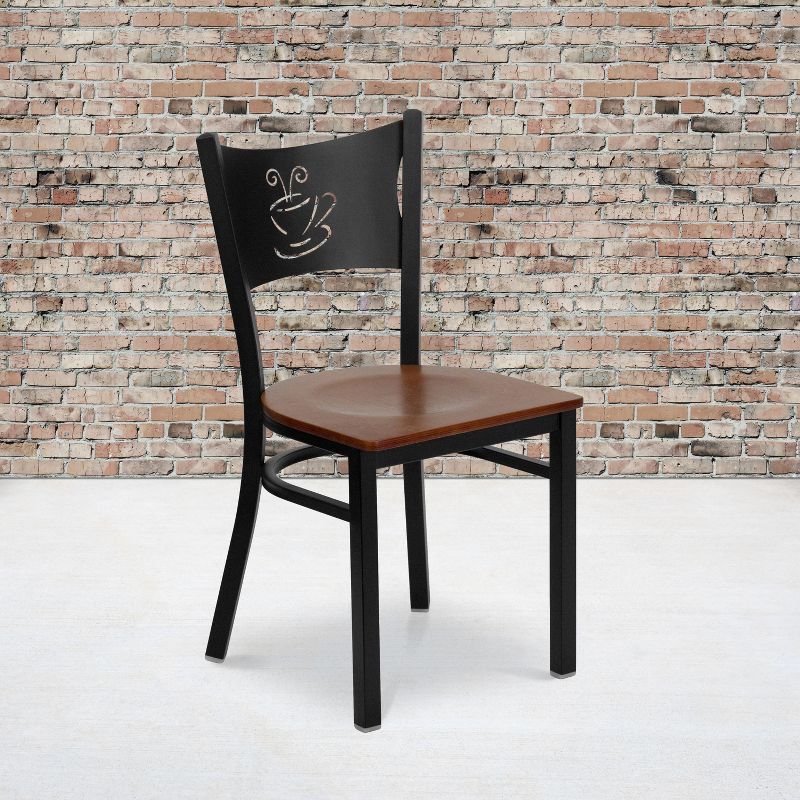 Flash Furniture Black Coffee Back Metal Restaurant Chair, 3 of 8