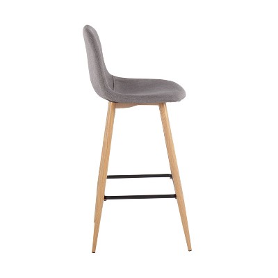 Natural Metal and Charcoal Fabric Swivel Barstools, Set of 2