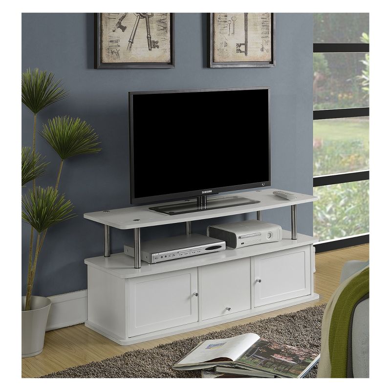 Designs2Go with 3 Cabinets TV Stand for TVs up to 60&#34; White - Breighton Home, 4 of 6