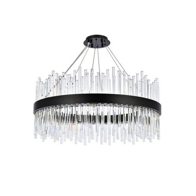 Dallas 32'' Black Iron and Crystal Chandelier