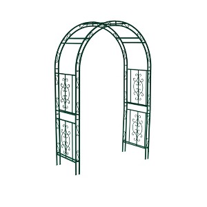 Evergreen Montebello Iron Garden Arbor, Forest Green- 53 x 84 x 23 Inches Fade and Weather Resistant Outdoor Decor - 1 of 4