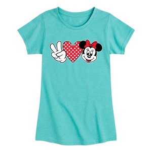 Girls' - Disney - Peace Love Minnie Fitted Short Sleeve Graphic T-Shirt - 1 of 4