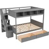 Streamdale Twin over Full Bunk Bed with Shelfs, Storage Staircase and 2 Drawers, Gray - 4 of 4