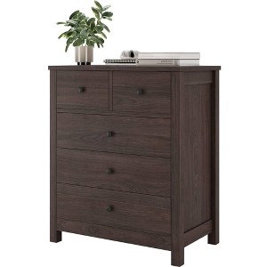 Senfot Black Dresser for Bedroom, Wood Dresser Organizer, 5 Drawer Dresser with Deep Space - 1 of 4