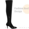 Perphy Women's Faux Velvet Pointy Toe Stiletto Heels Over the Knee High Boots - 4 of 4