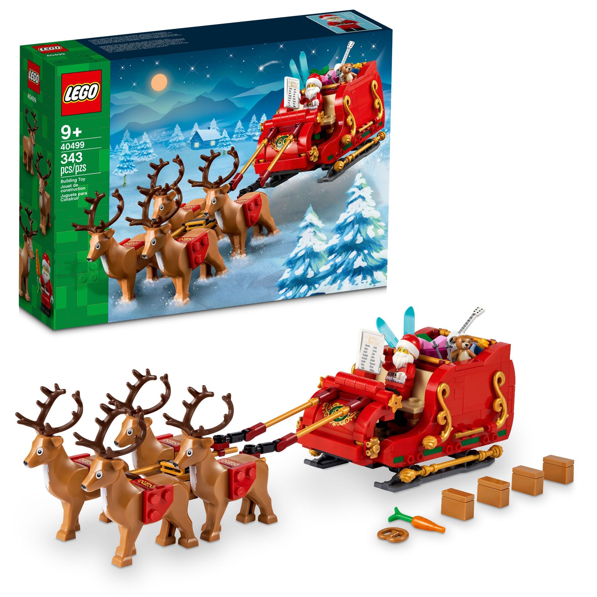 LEGO Santa's Sleigh Christmas Toy Set with Reindeer & Santa Figurine 40499