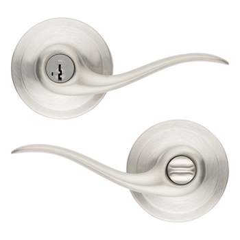 Kwikset Tustin Keyed Entry Lever featuring SmartKey Security™ in Satin Nickel