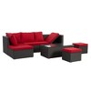 Syemin 7PCS Patio Seating Rattan Furniture Set Sectional Sofa Cushioned Garden, Tempered Glass Table, Red, 98.4"*28.3"*26.7" - 4 of 4